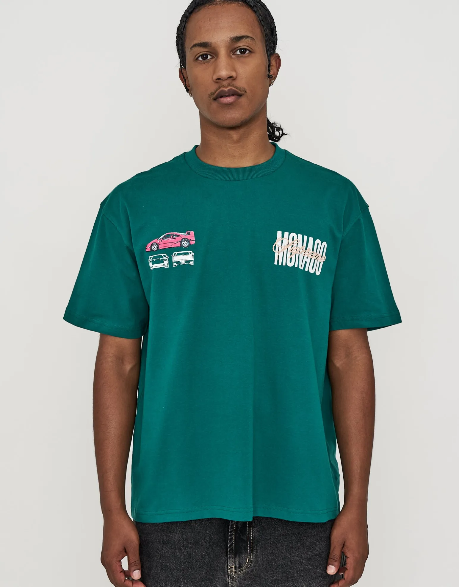Anime Car Relaxed Fit T Shirt in Alloy Grey
