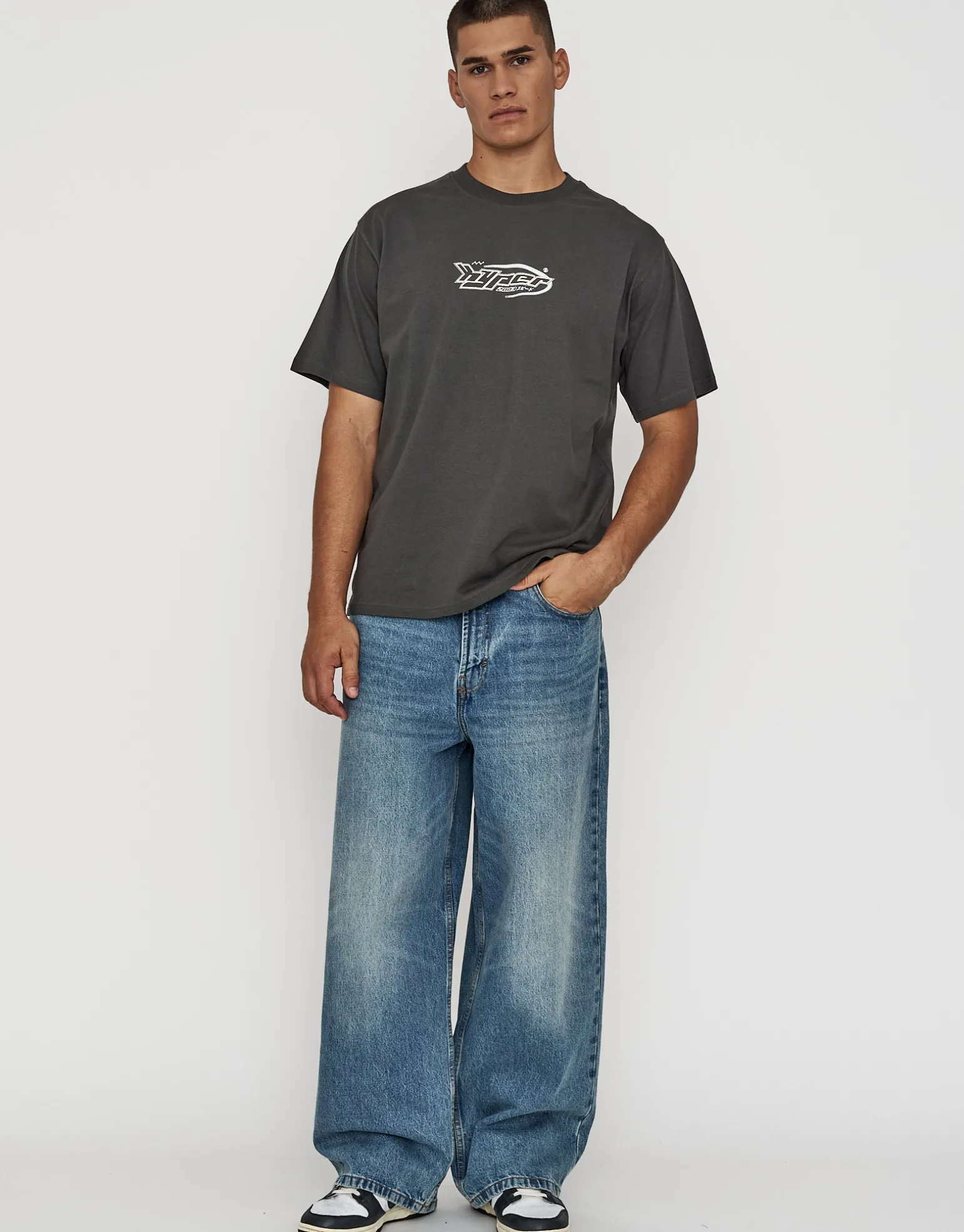 Anime Car Relaxed Fit T Shirt in Alloy Grey