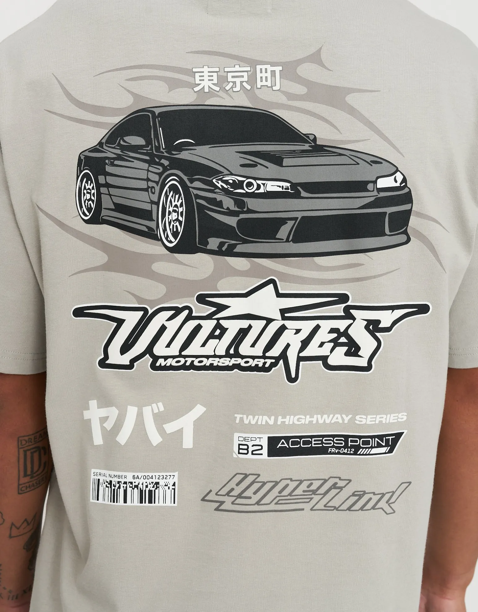 Anime Car Relaxed Fit T Shirt in Alloy Grey