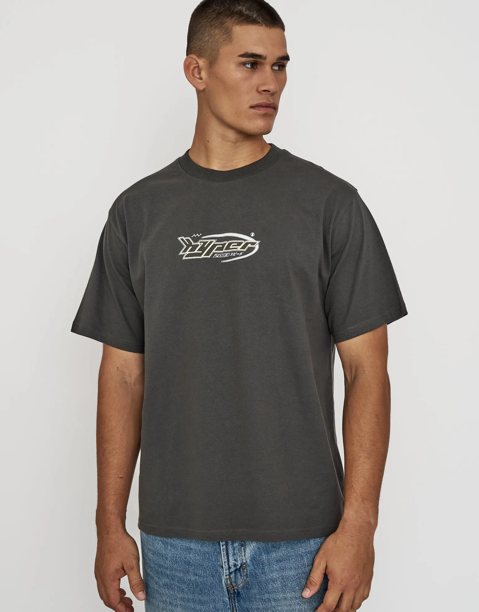 Anime Car Relaxed Fit T Shirt in Alloy Grey