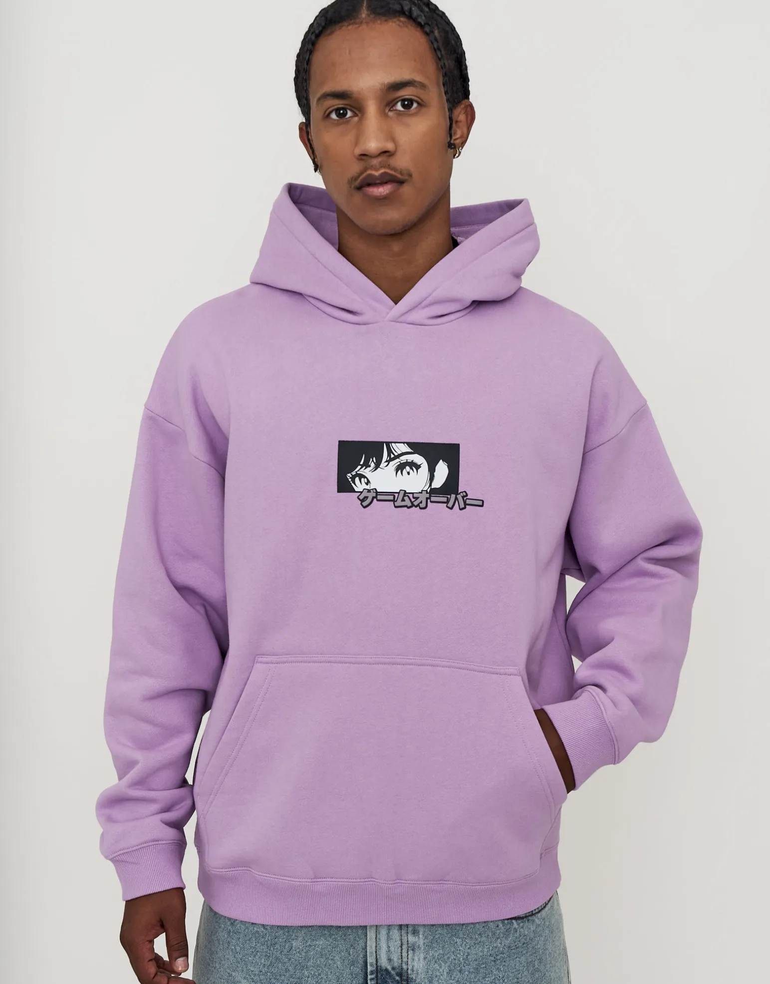 Anime Racing Oversized Hoodie in Neon Lilac