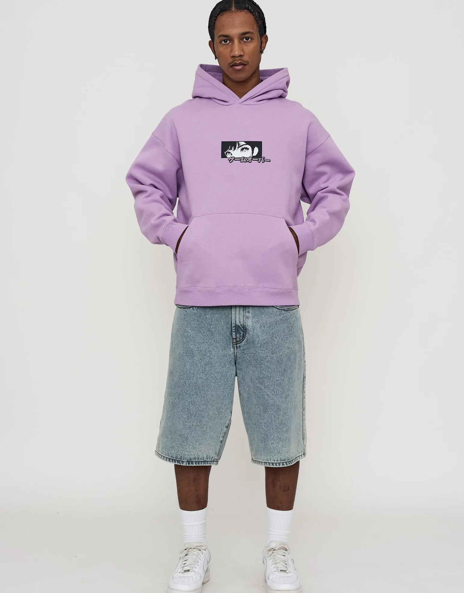 Anime Racing Oversized Hoodie in Neon Lilac