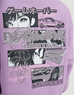 Anime Racing Oversized Hoodie in Neon Lilac