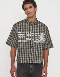 Archive Quality Check Cropped Short Sleeve Shirt in Black