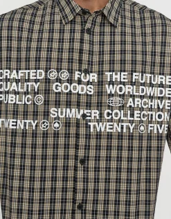 Archive Quality Check Cropped Short Sleeve Shirt in Black