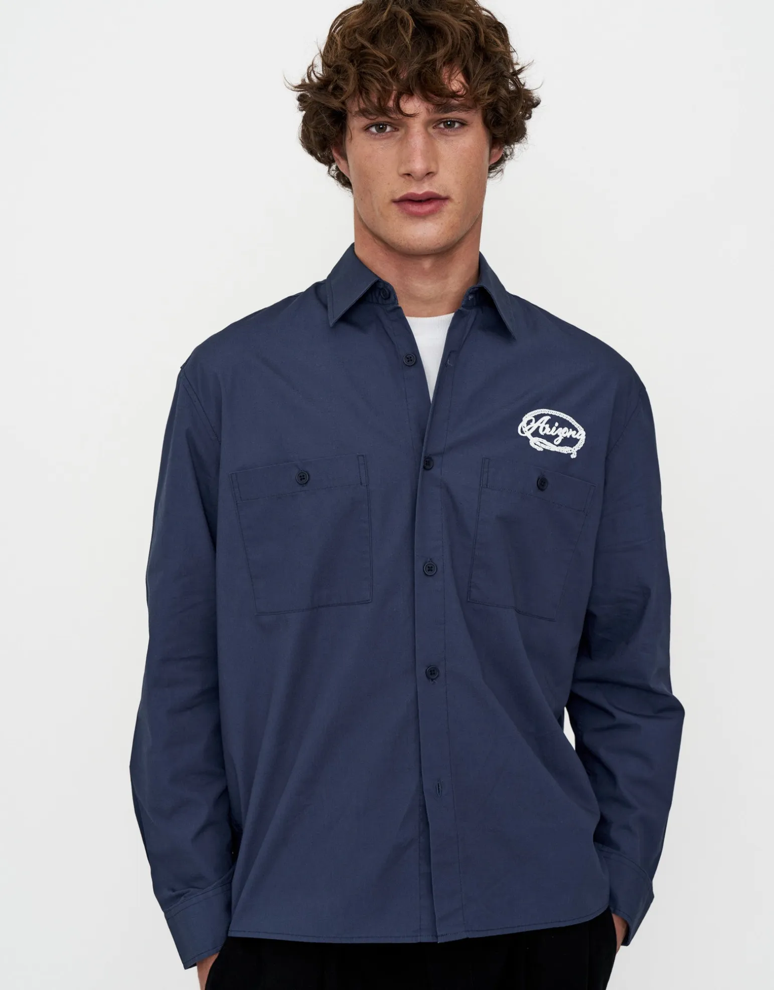 Arizona Embroidered Long Sleeve Shirt in Midnight