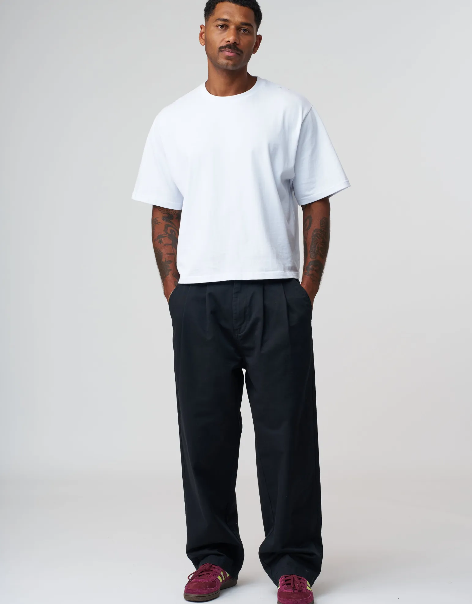 Baggy Double Pleated Pants in Khaki