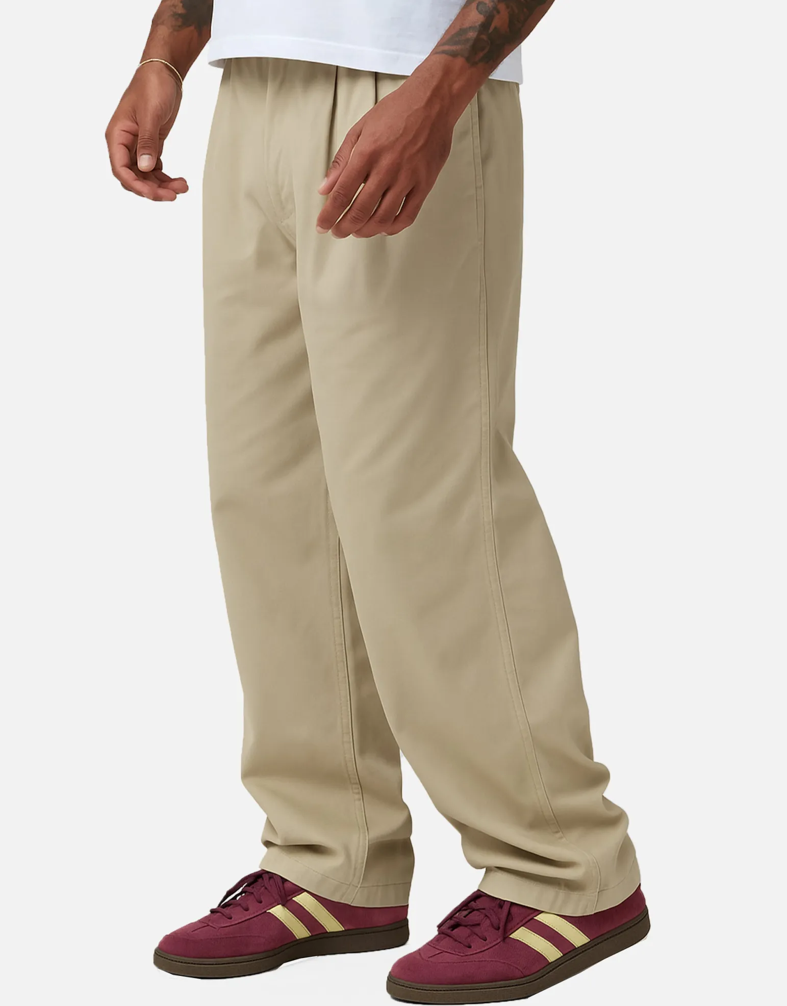 Baggy Double Pleated Pants in Khaki