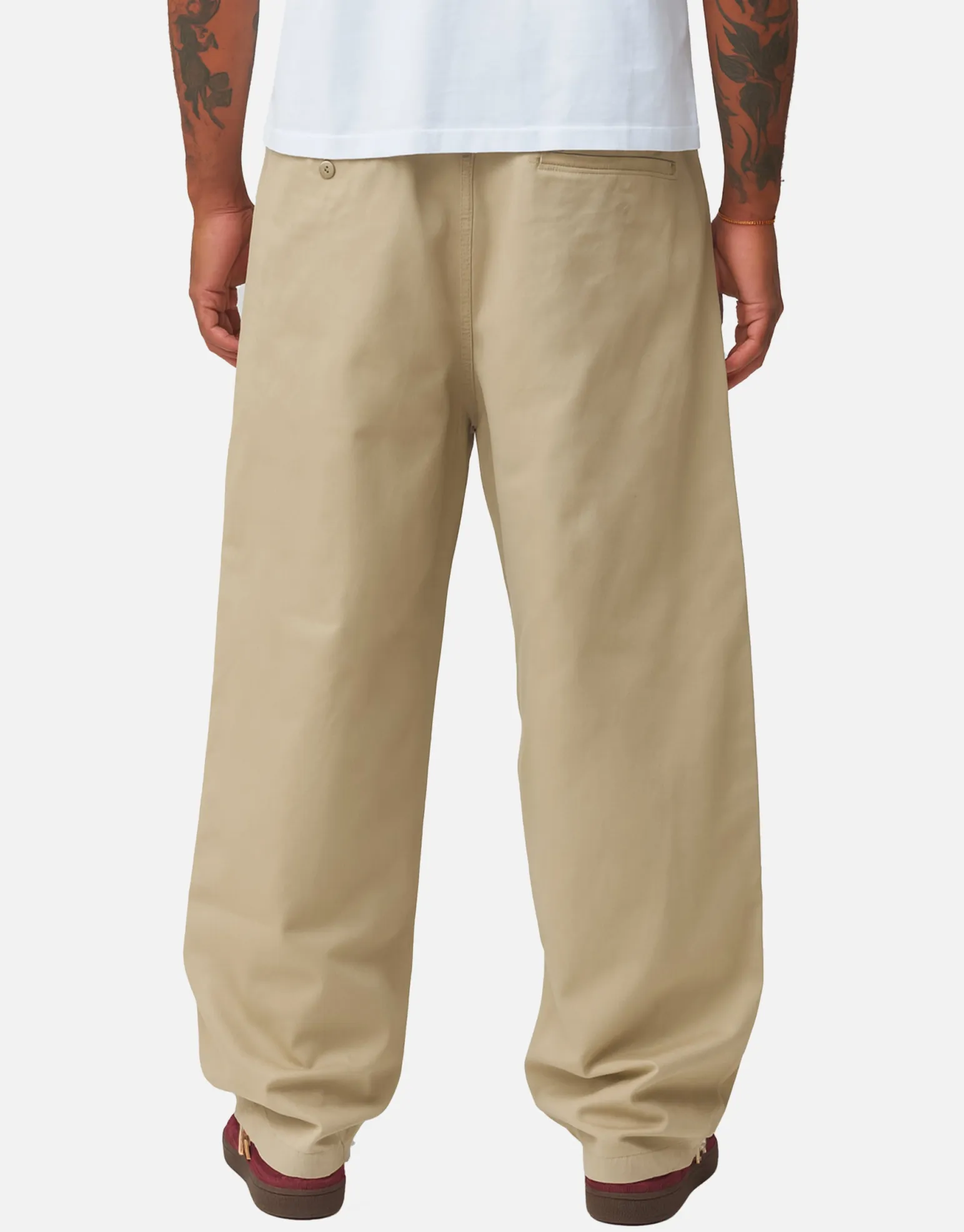 Baggy Double Pleated Pants in Khaki