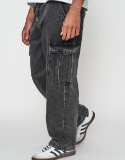 Baggy Fit Denim Cargo Jeans in Vigor Blue