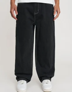 Baggy Fit Jeans in Black/white Stitch