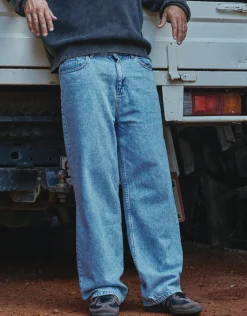 Baggy Fit Jeans in Black/white Stitch