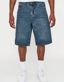 Baggy Fit Jorts in Acid Black