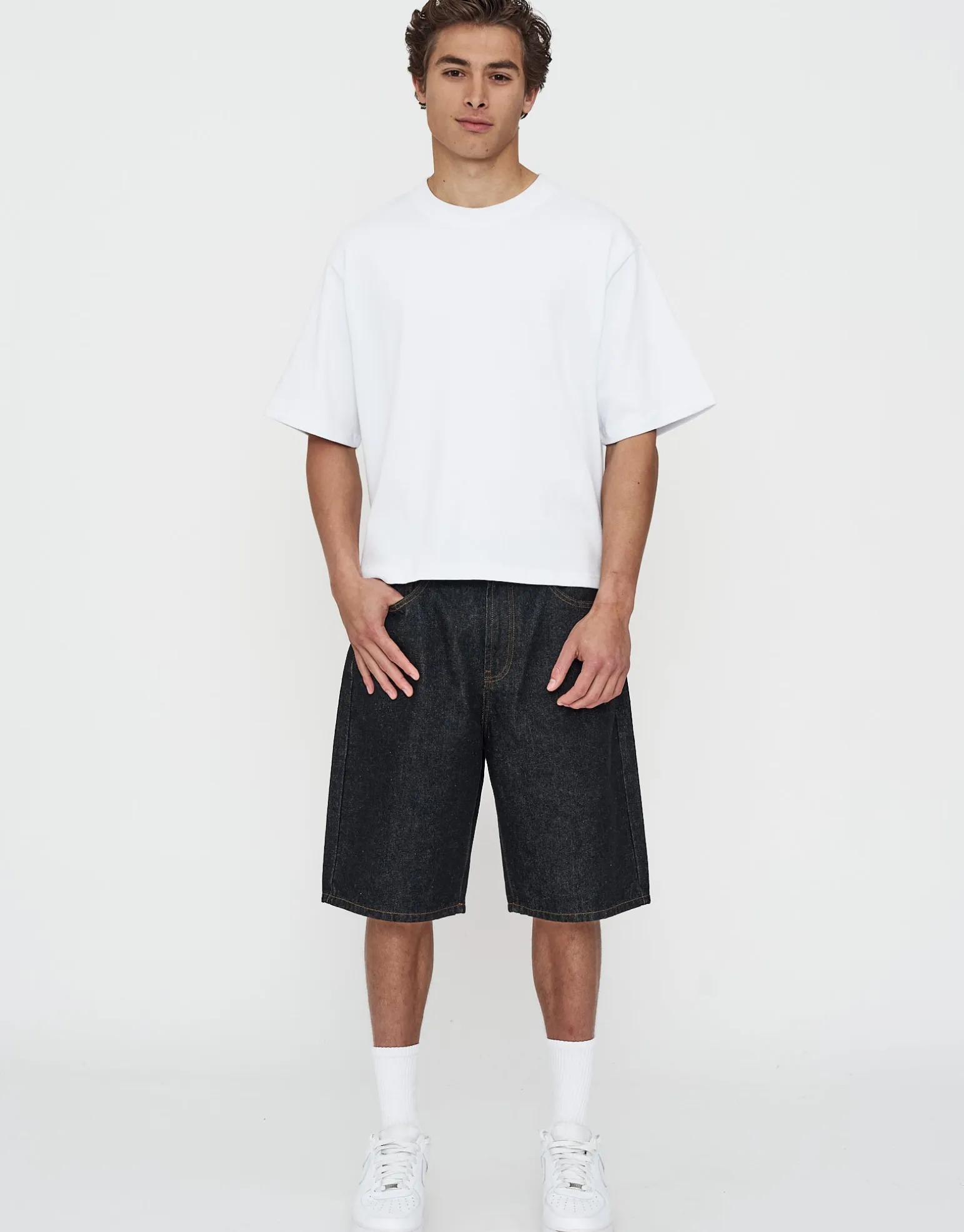 Baggy Fit Jorts in Dark Raw
