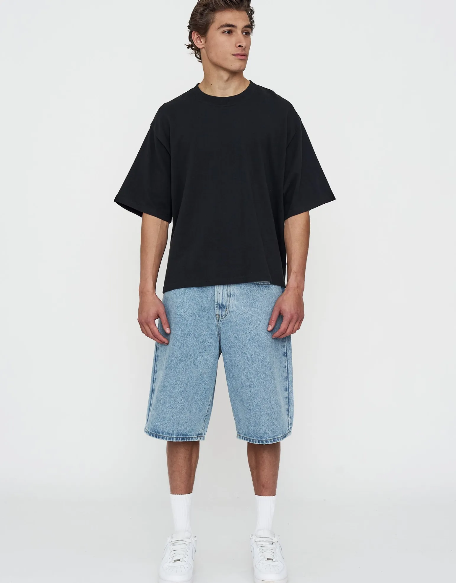 Baggy Fit Jorts in Dark Raw