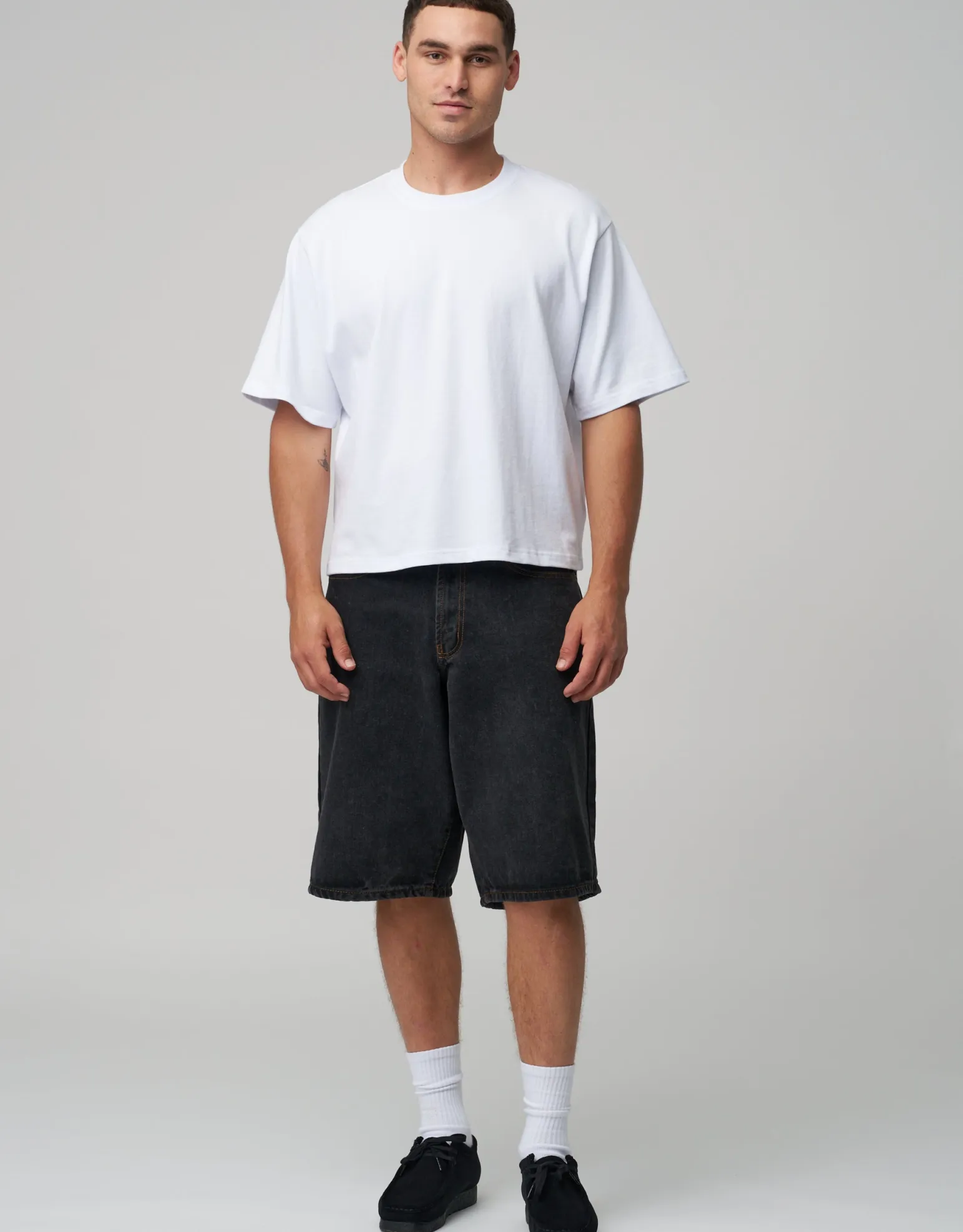 Baggy Fit Jorts in Dark Raw