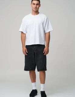 Baggy Fit Jorts in Stone Black