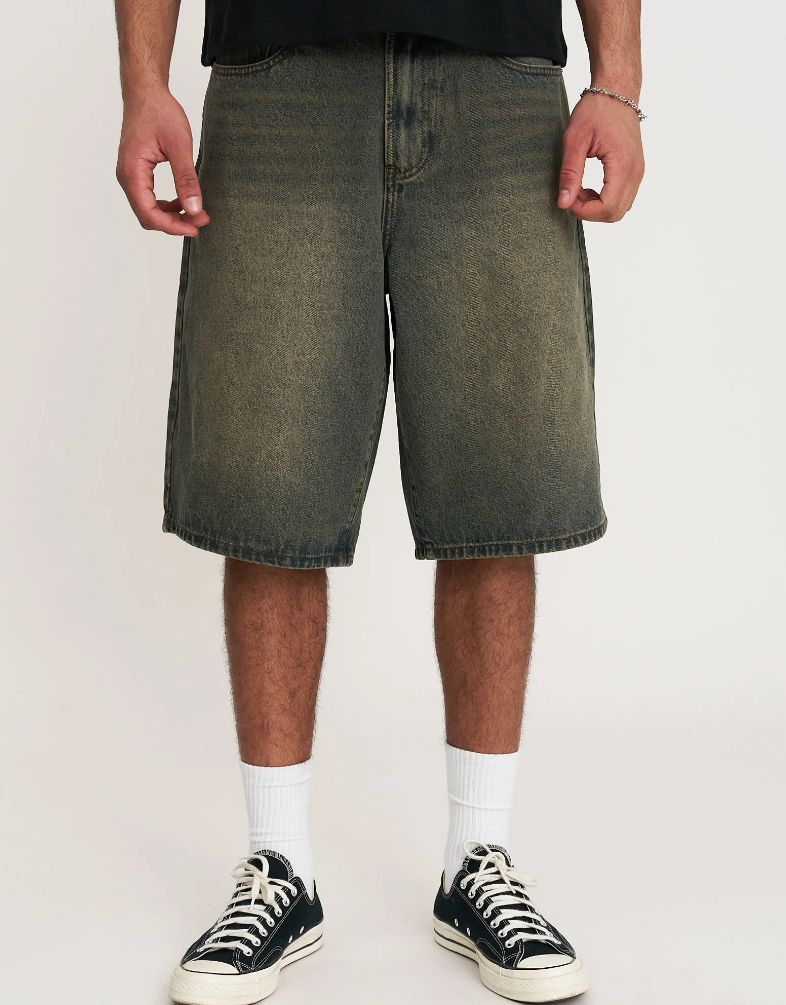 Baggy Fit Jorts in Stone Black