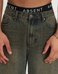 Baggy Fit Jorts in Stone Black