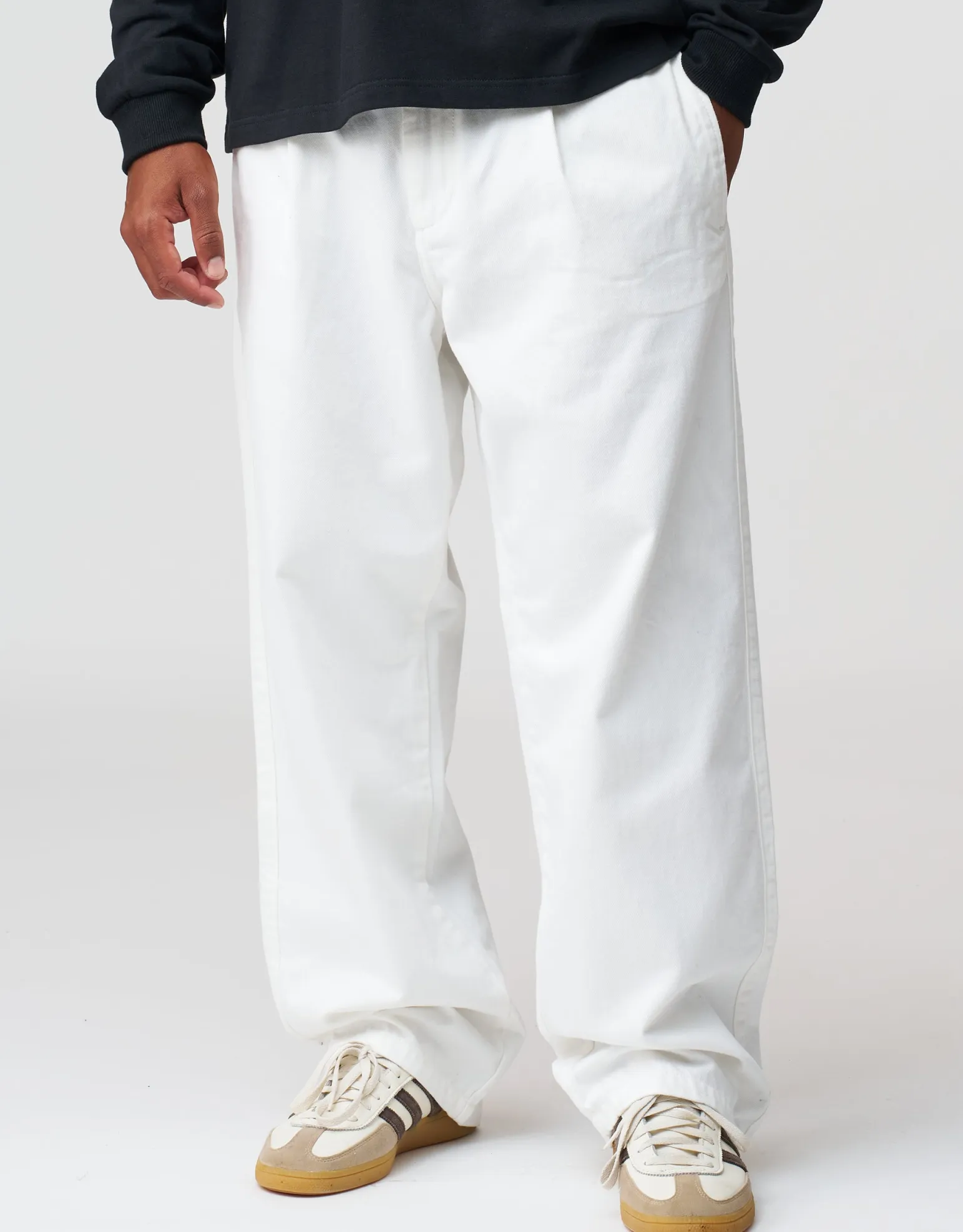 Baggy Fit Pleated Pants in Tan
