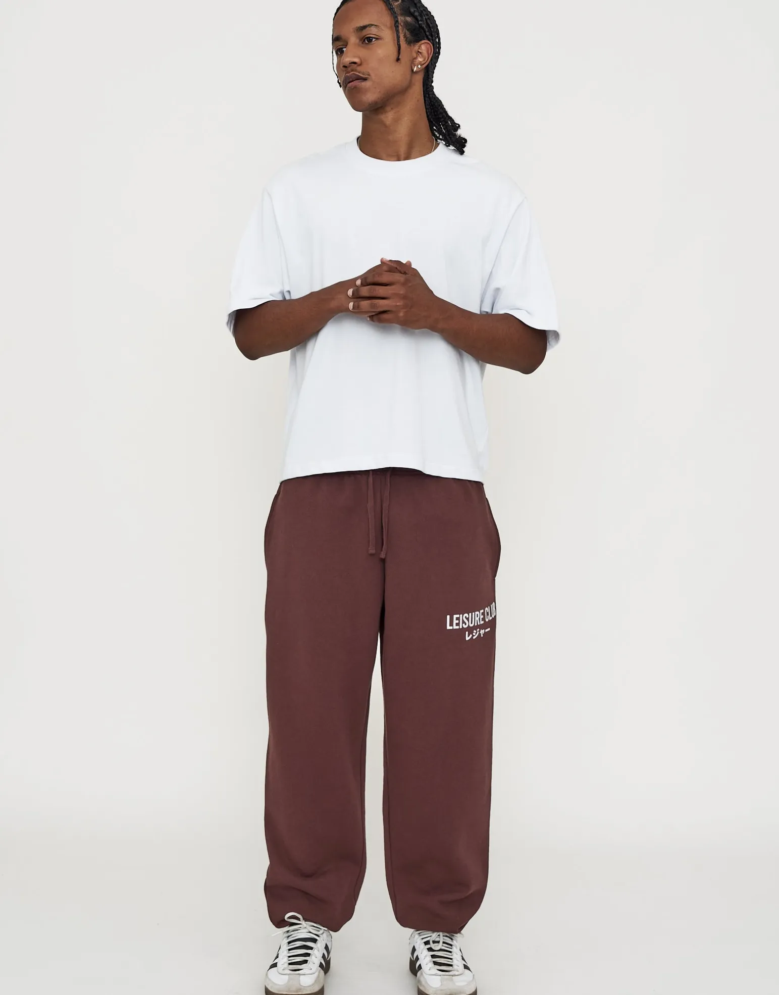 Baggy Leisure Club Cuffed Track Pants in Washed Black
