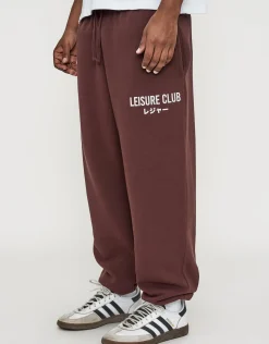 Baggy Leisure Club Cuffed Track Pants in Bitter Brown
