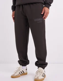 Baggy Leisure Club Cuffed Track Pants in Bitter Brown
