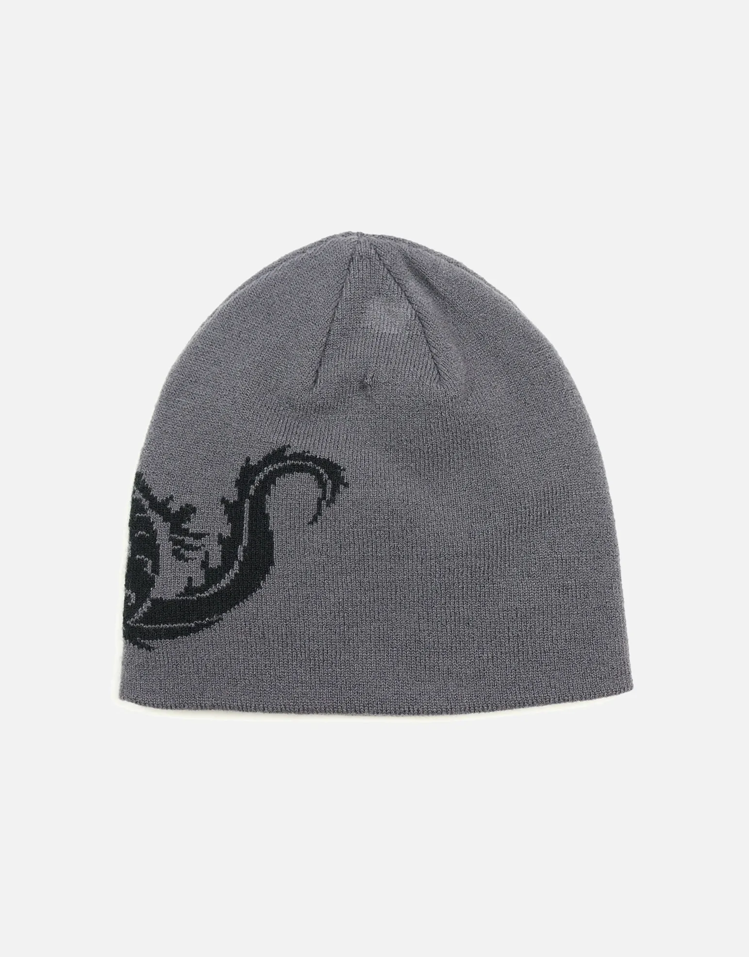 Barbed Skull Beanie in Charcoal