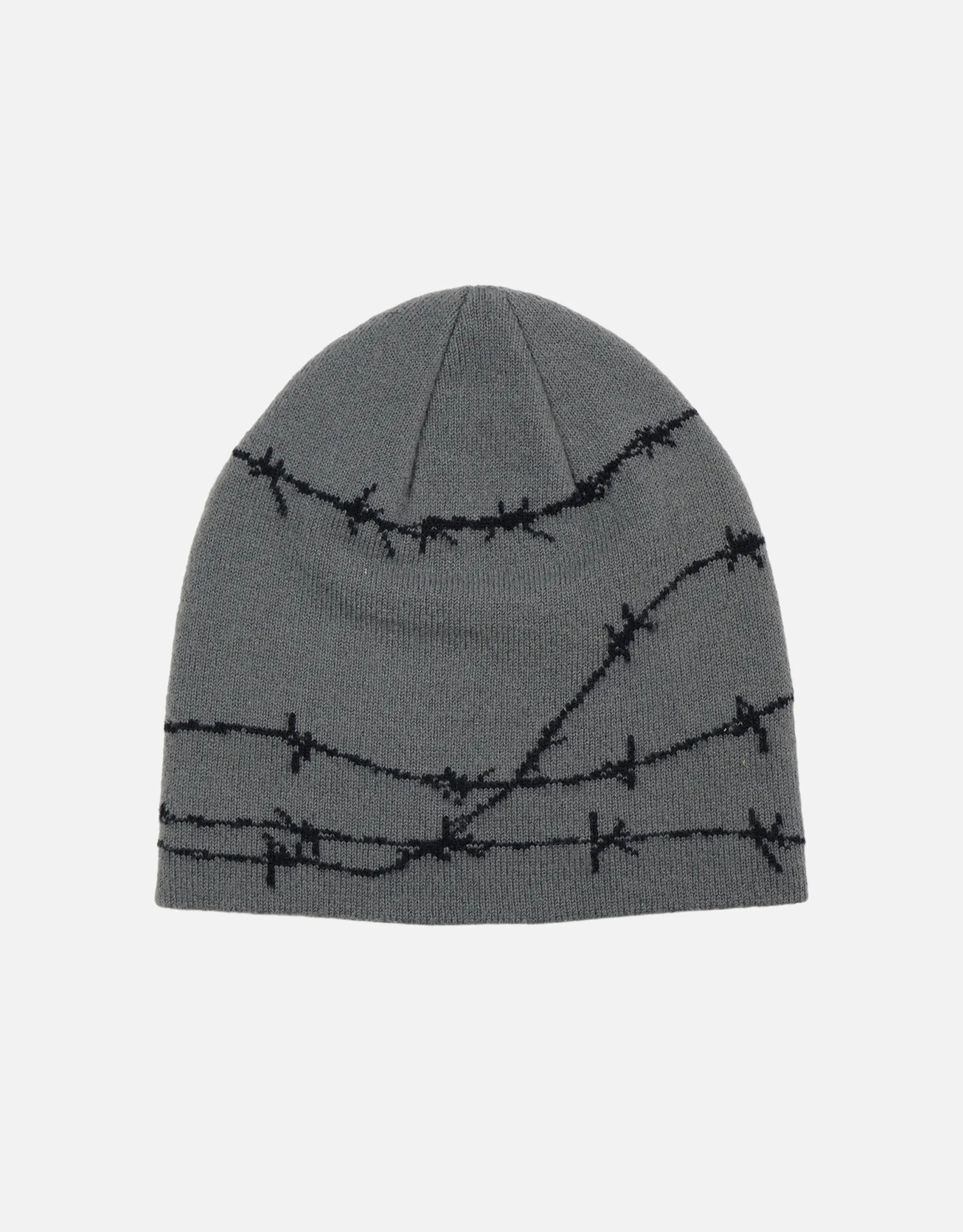 Barbed Skull Beanie in Charcoal