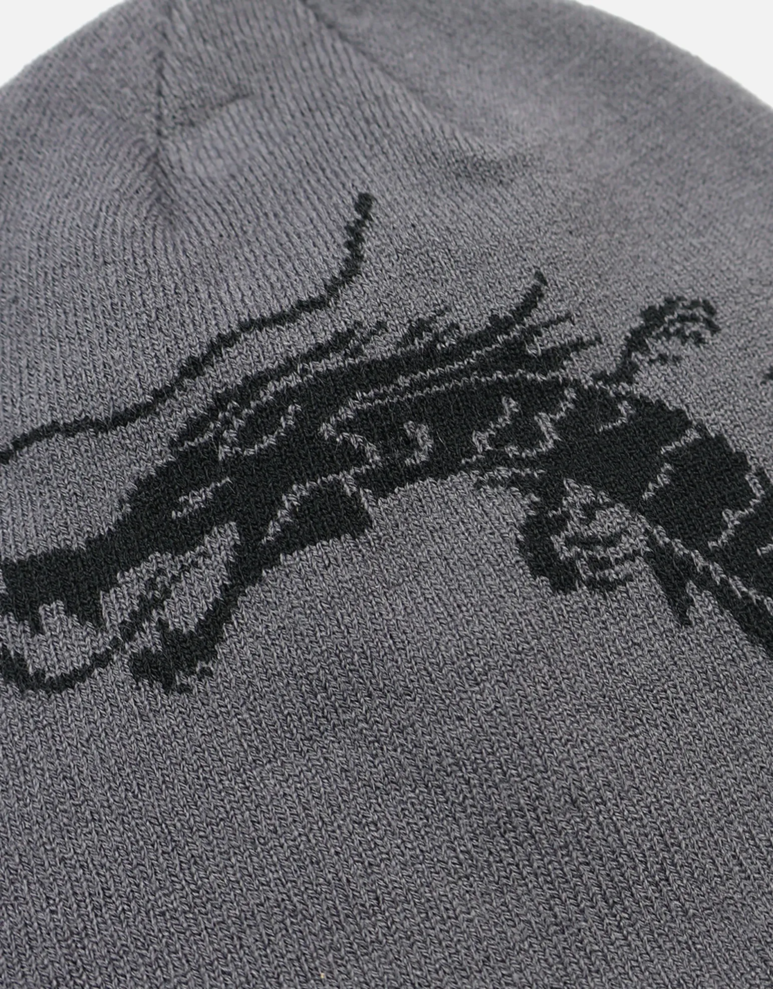Barbed Skull Beanie in Charcoal