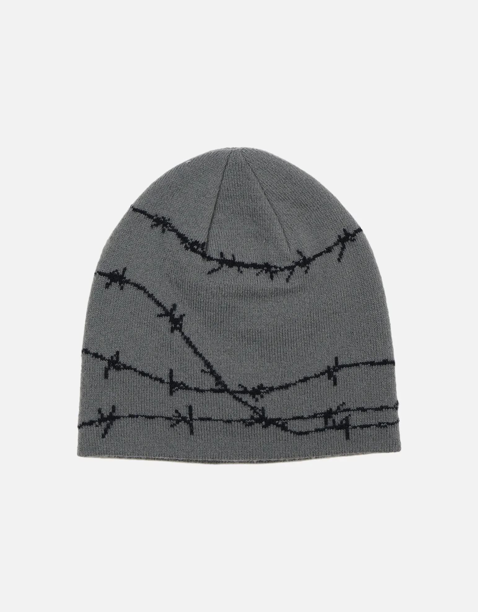 Barbed Skull Beanie in Charcoal
