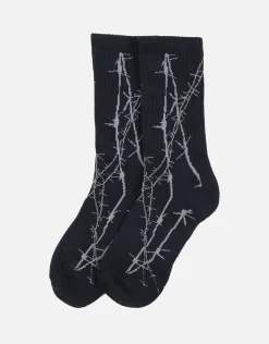 Barbed Wire Crew Socks in Black