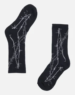 Barbed Wire Crew Socks in Black