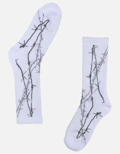 Barbed Wire Crew Socks in White