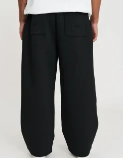 Barrel Fit Scuba Deboss Track Pants in Black