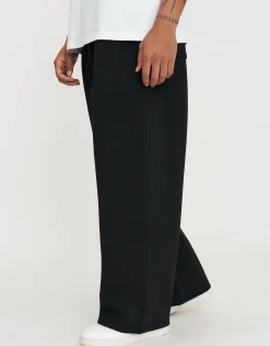 Barrel Fit Scuba Deboss Track Pants in Black