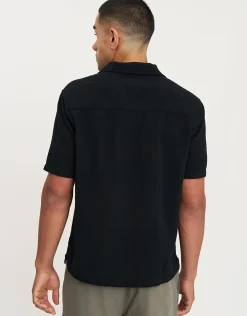 Bedford Linen Relaxed Fit Short Sleeve Shirt in Dusty Blue