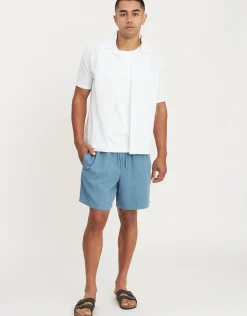 Bedford Linen Relaxed Fit Short Sleeve Shirt in Khaki