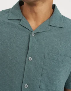 Bedford Linen Relaxed Fit Short Sleeve Shirt in Black