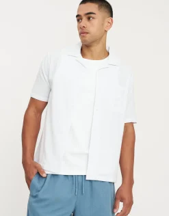 Bedford Linen Relaxed Fit Short Sleeve Shirt in Black
