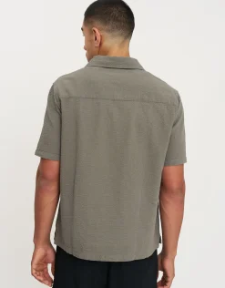 Bedford Linen Relaxed Fit Short Sleeve Shirt in Black