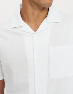 Bedford Linen Relaxed Fit Short Sleeve Shirt in Black