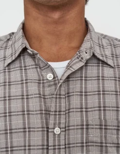 Berkley Cropped Check Short Sleeve Shirt in Grey
