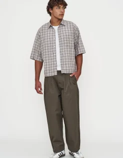 Berkley Cropped Check Short Sleeve Shirt in Grey
