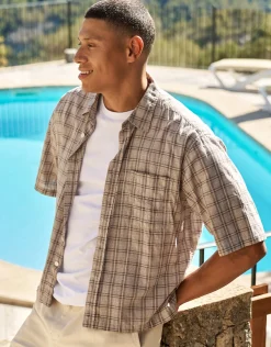 Berkley Cropped Check Short Sleeve Shirt in Grey