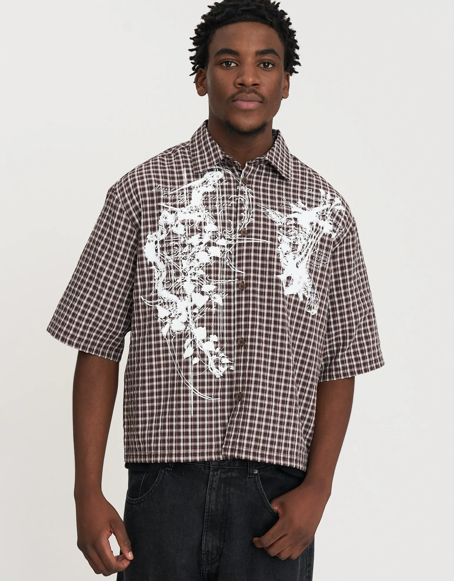 Brambles Printed Short Sleeve Shirt in Brown