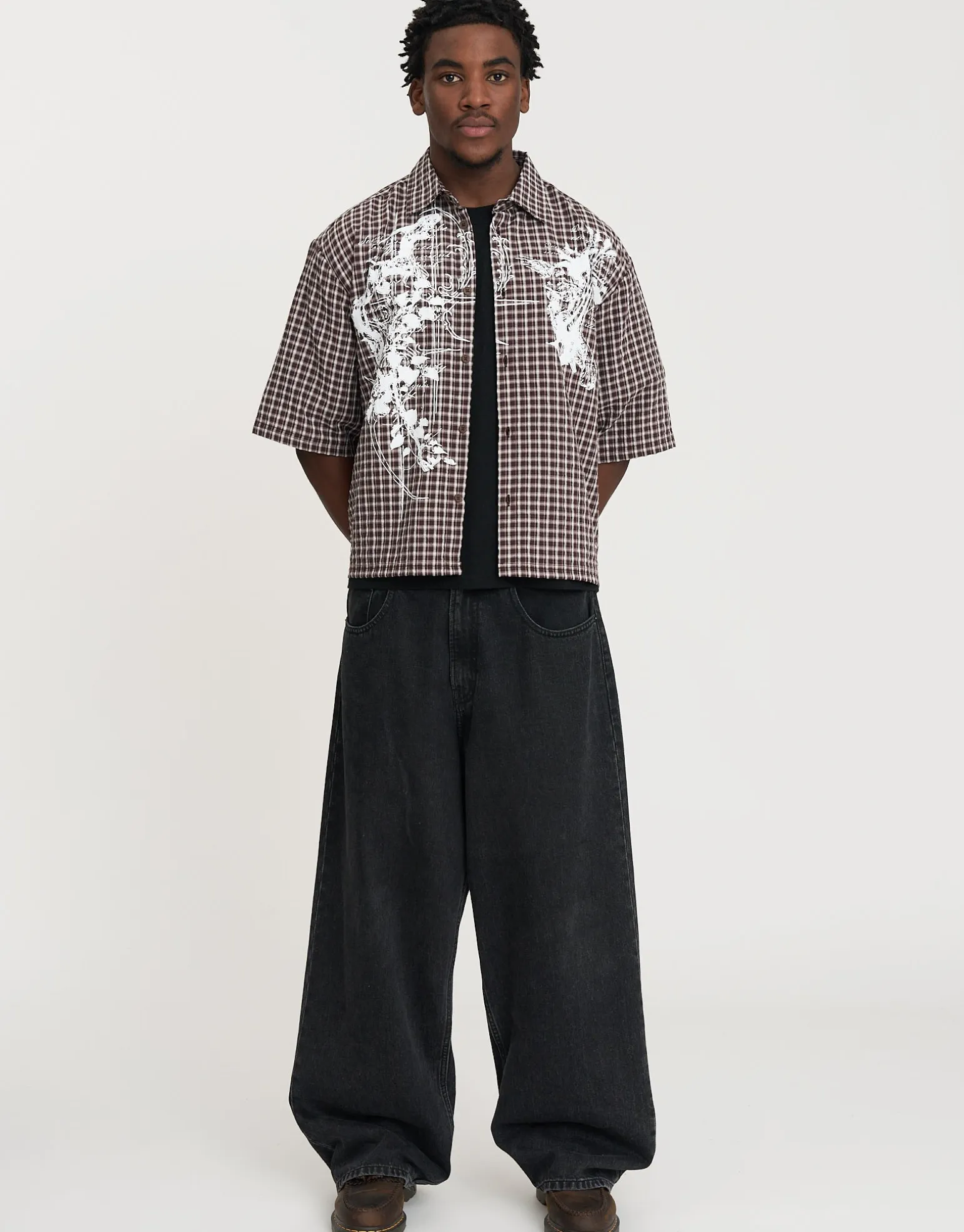 Brambles Printed Short Sleeve Shirt in Brown
