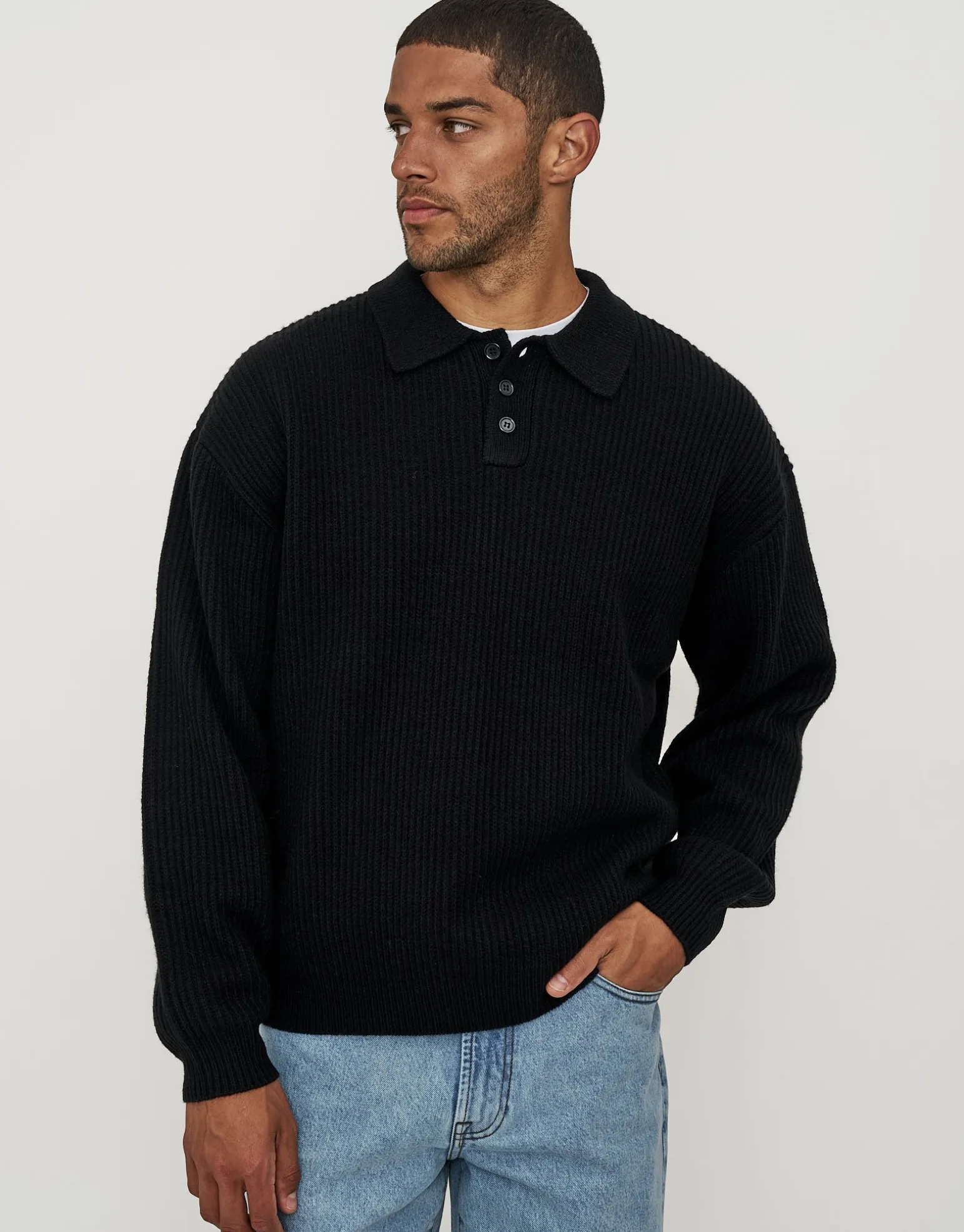 Button Up Knit in Black