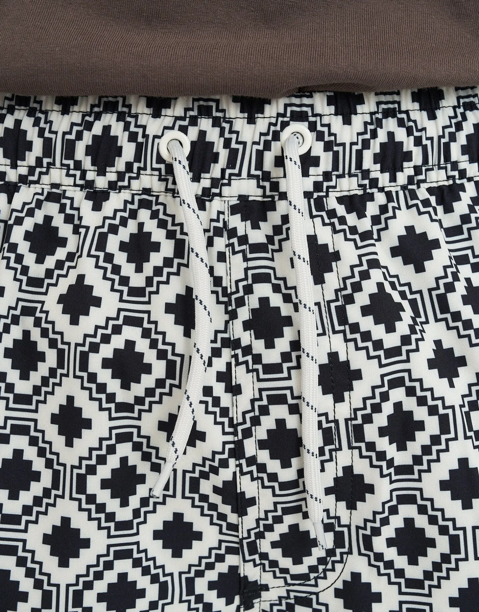 Calais Geo Swim Shorts in Off White