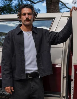 Canvas Work Jacket in Washed Black